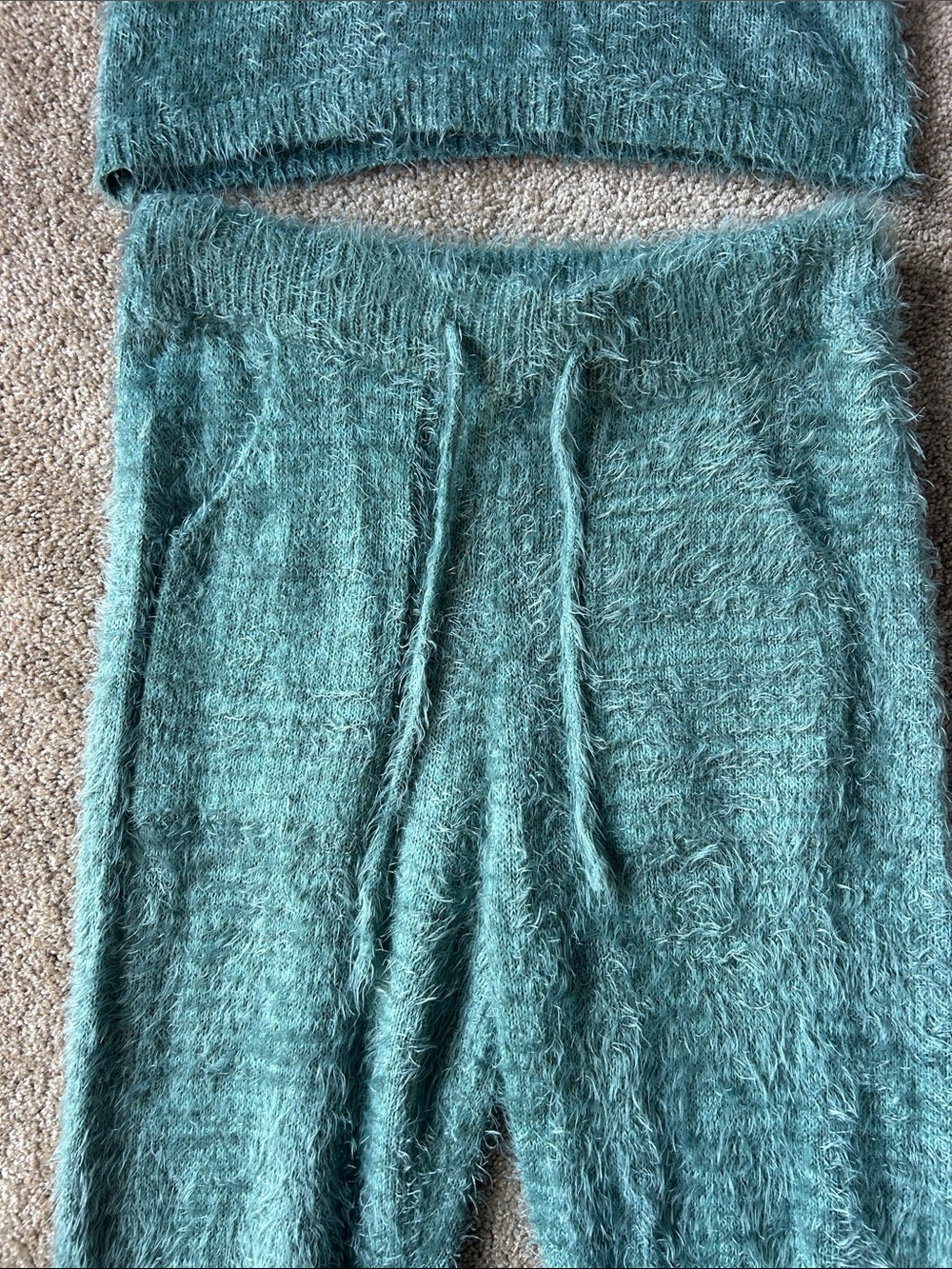 Lulu's Road To Cozy Fuzzy Knit Crop Tank and Drawstring Joggers Set - Sage Green - Picture 8 of 12
